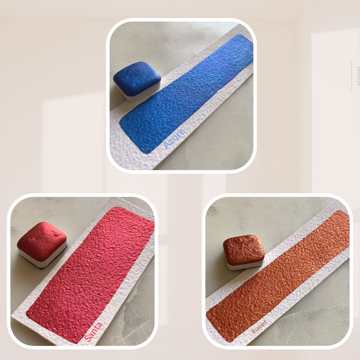 MICA 15- set of metallic watercolor quarter pans