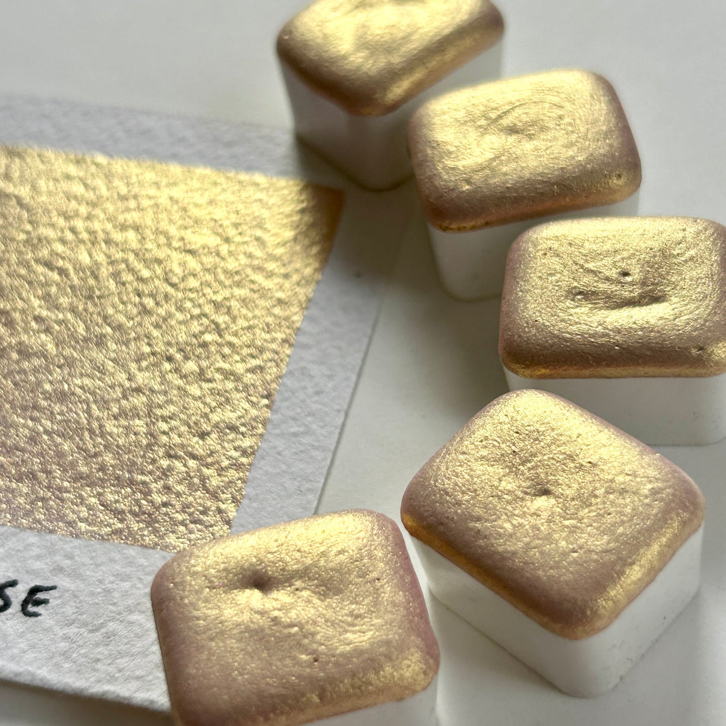 Dusty Rose handmade watercolor dual tone shimmer metallic watercolour paint