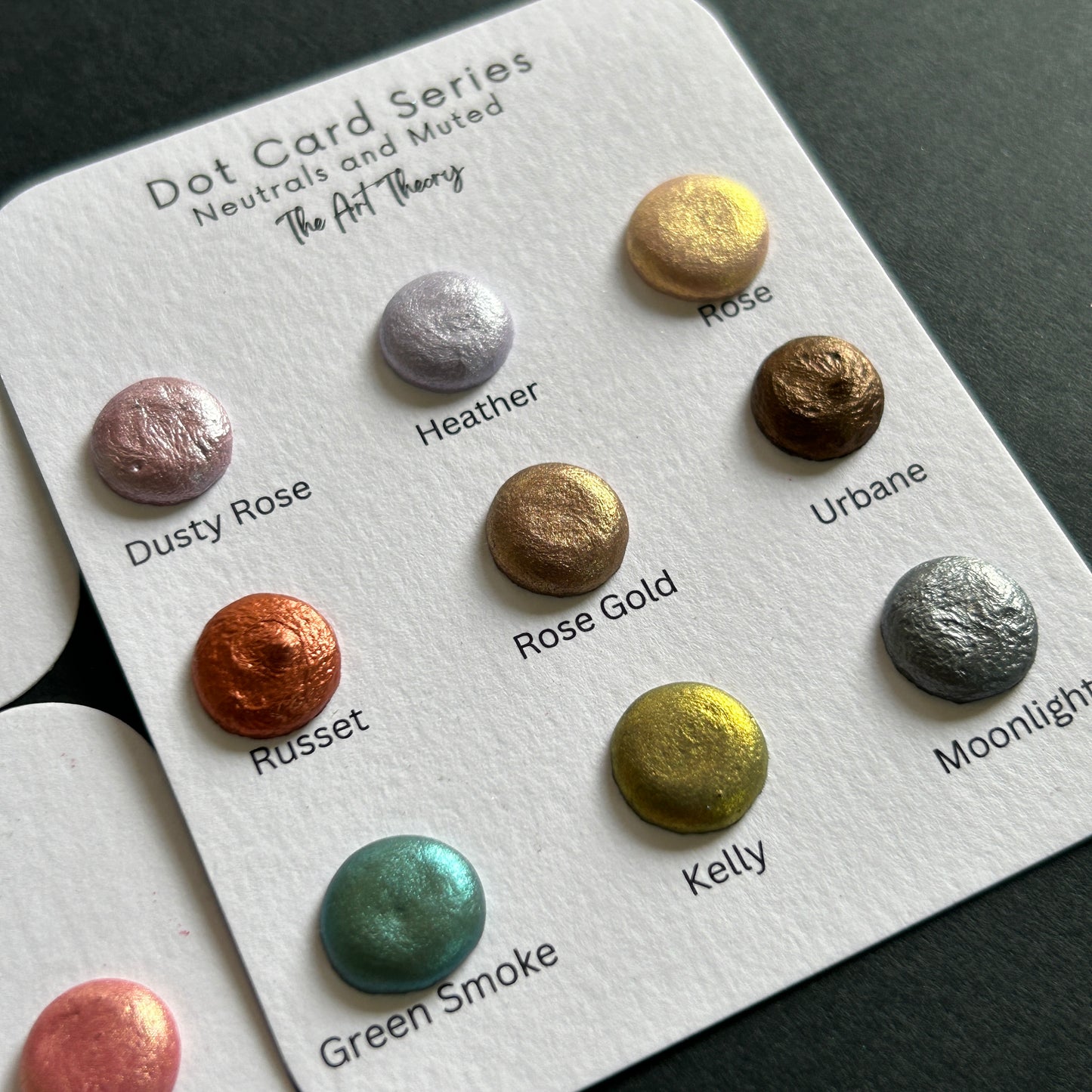 Neutrals and muted Mica watercolor dot cards - metallic shimmer watercolour paints handmade
