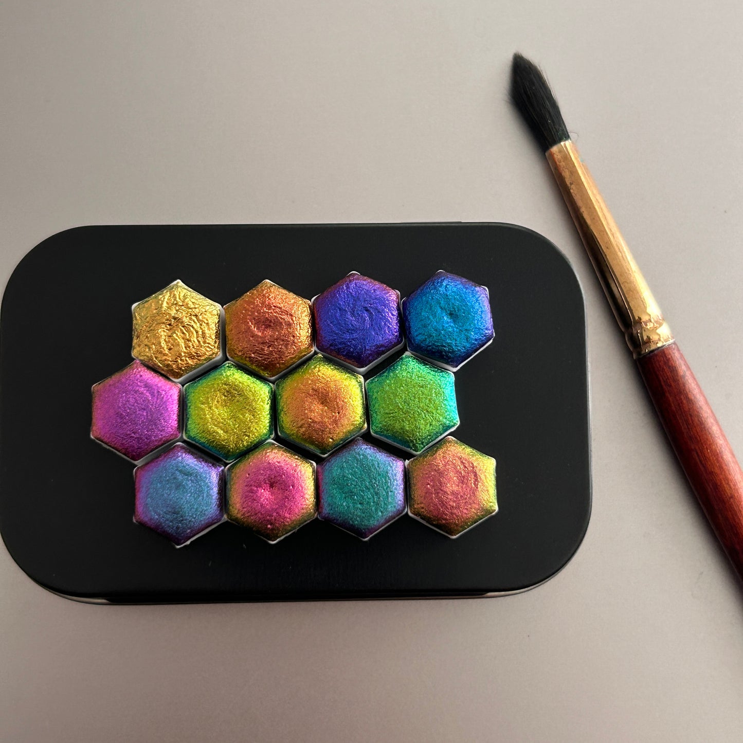 Bold series hexagon set - Intense colorshifting watercolour set