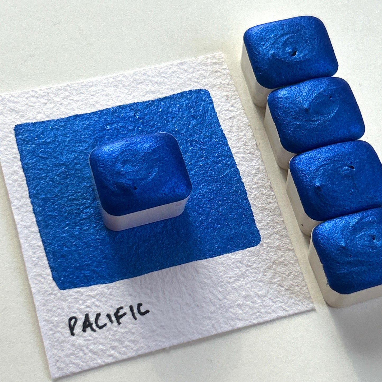 Pacific- blue handmade watercolor dual tone shimmer metallic watercolour paint