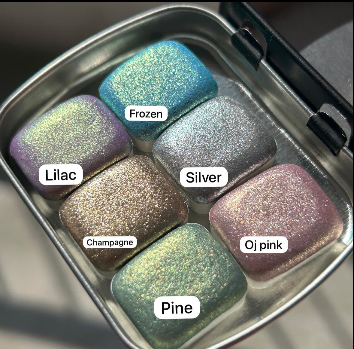 OJ set super shimmer watercolor set of 6 quarter pans