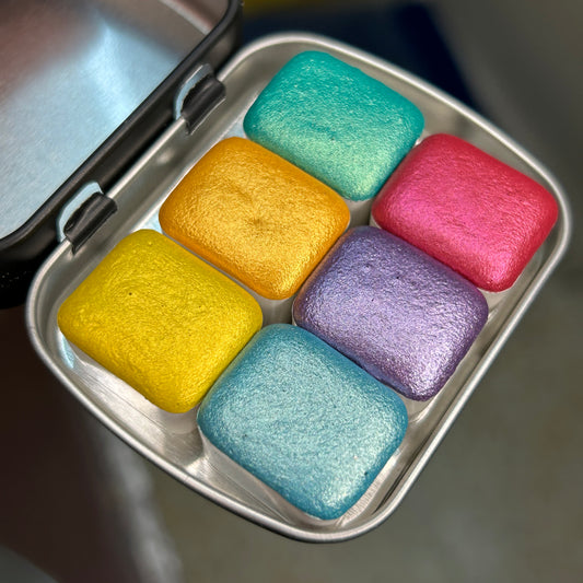 Rainbow Palette Mica watercolor shimmer metallic paints