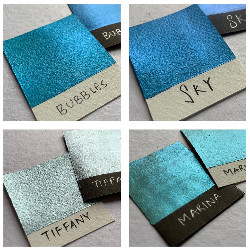 21 MICA handmade shimmer metallic watercolors quarter pans set