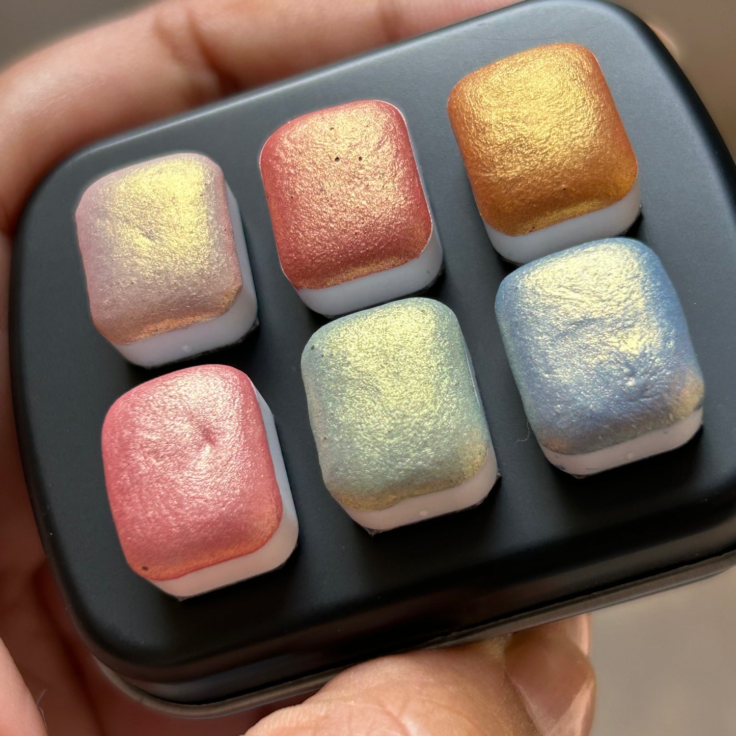 RAINBOW DUAL TONES  handmade watercolor duochrome shimmer effect paints