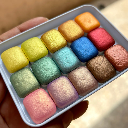 MICA 15- set of metallic watercolor quarter pans