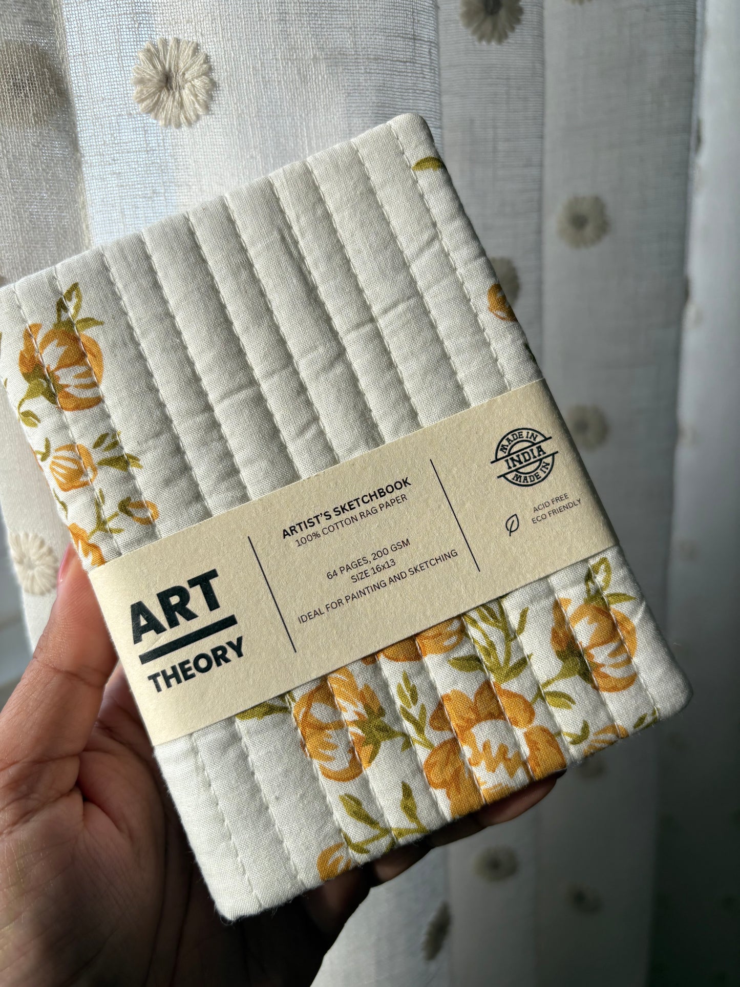 Artist’s sketch book with quilted fabric cover 200 gsm pure cotton rag paper