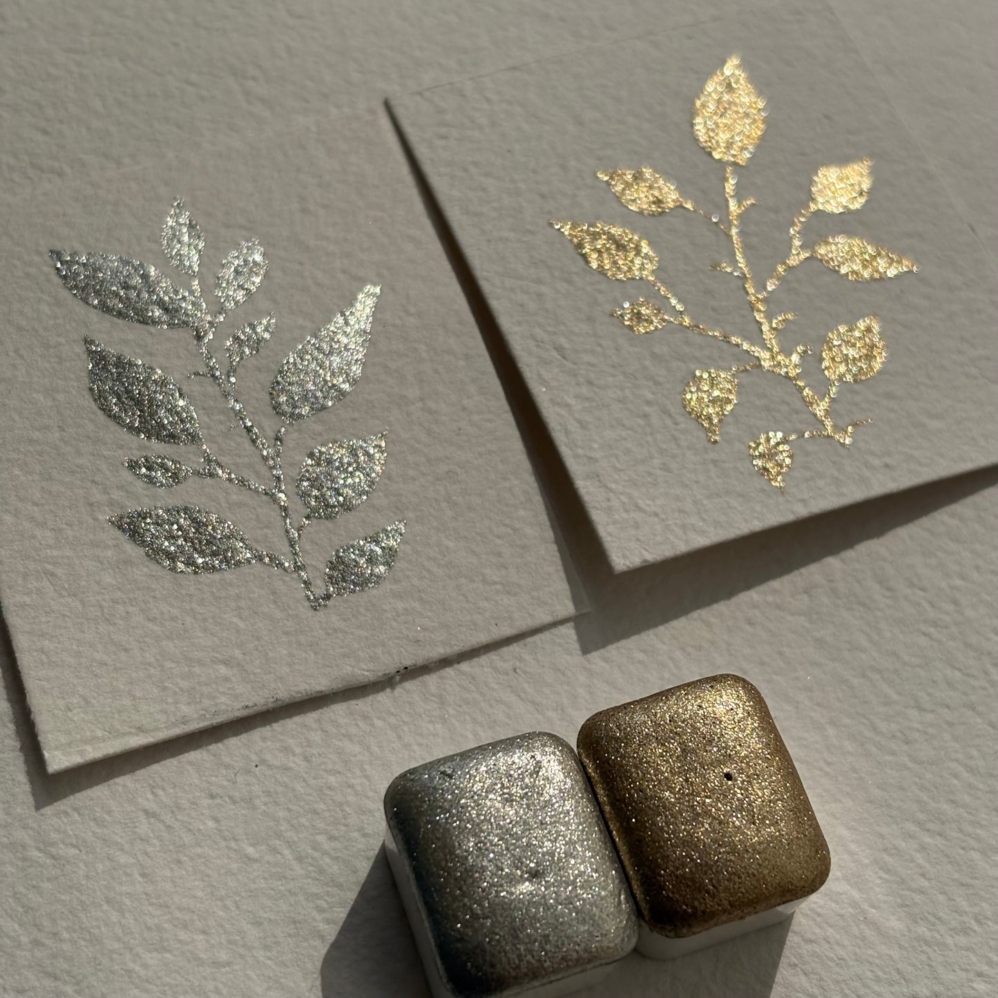Pearl and Champagne duo shimmer Watercolor gold and silver watercolor paint