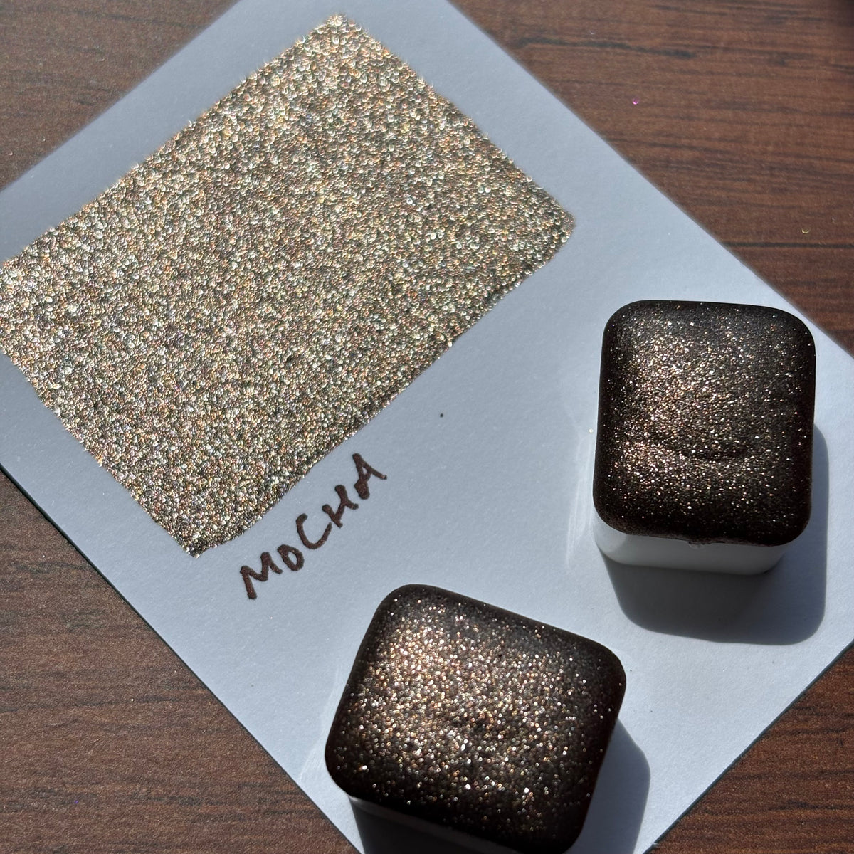 Mocha half pan chrome shimmer watercolor
