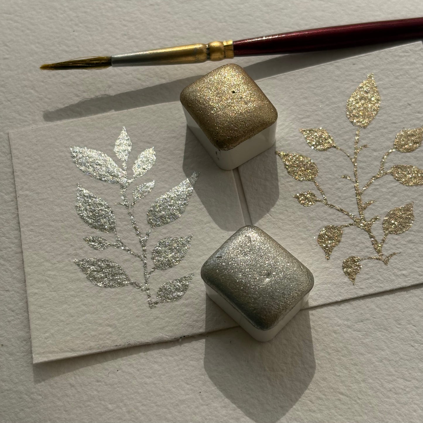 Pearl and Champagne duo shimmer Watercolor gold and silver watercolor paint
