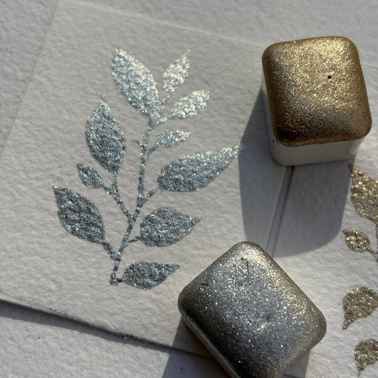 Pearl and Champagne duo shimmer Watercolor gold and silver watercolor paint