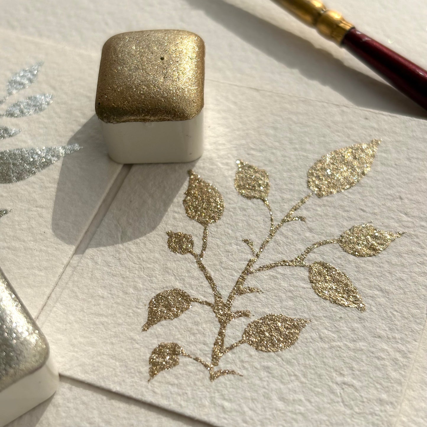 Pearl and Champagne duo shimmer Watercolor gold and silver watercolor paint