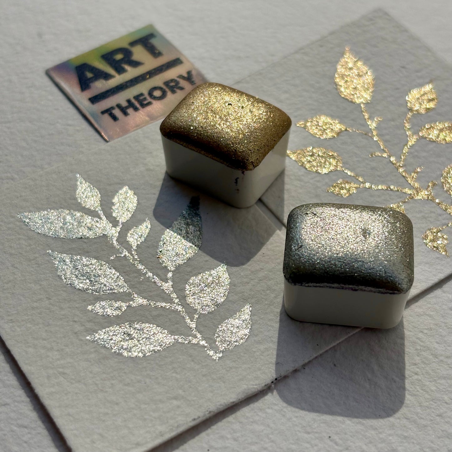 Pearl and Champagne duo shimmer Watercolor gold and silver watercolor paint