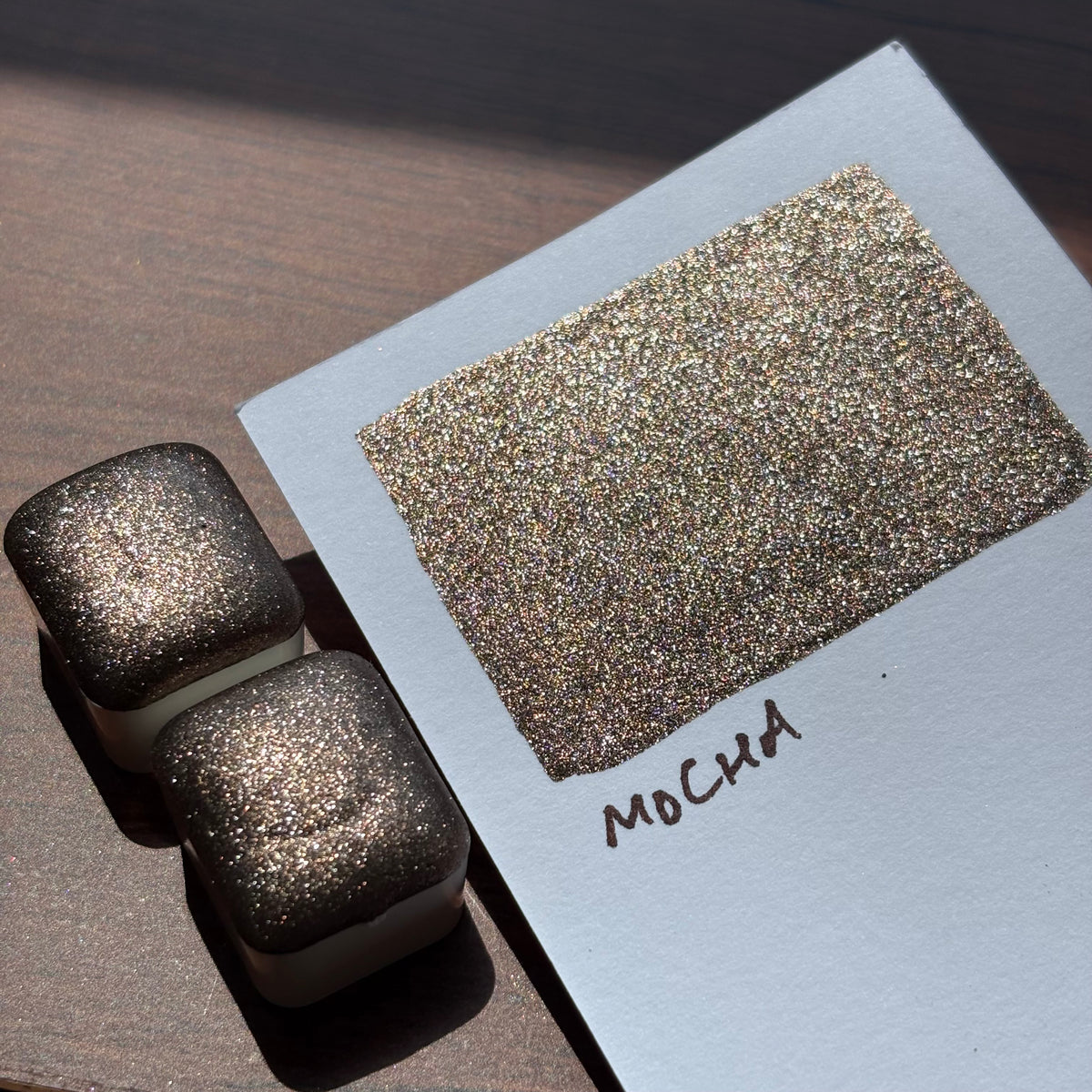Mocha half pan chrome shimmer watercolor