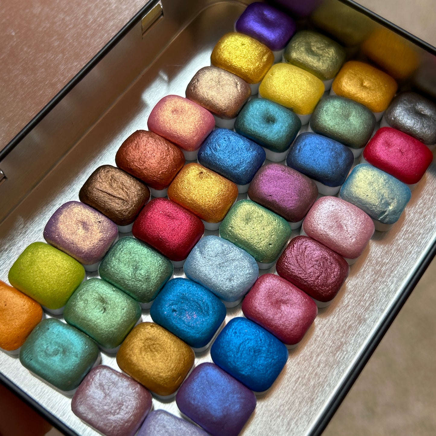 36 Mica watercolors mini pans set of shades with tin box