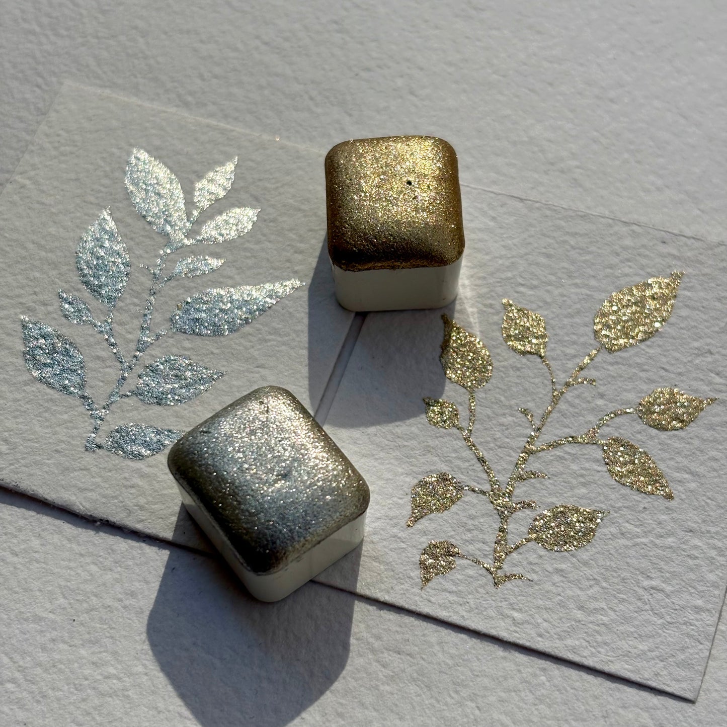 Pearl and Champagne duo shimmer Watercolor gold and silver watercolor paint