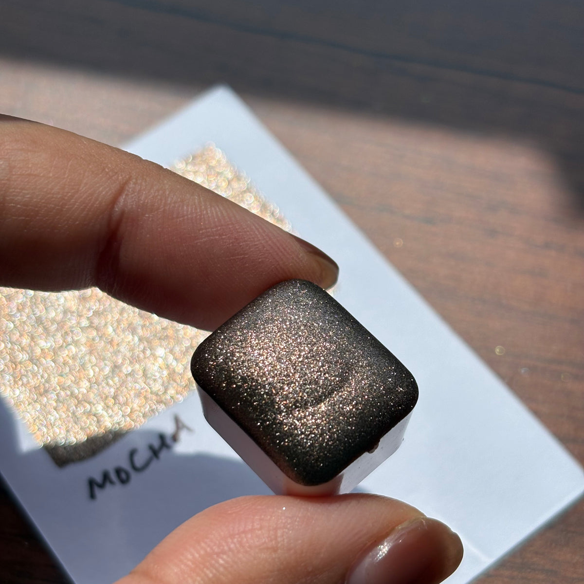Mocha half pan chrome shimmer watercolor