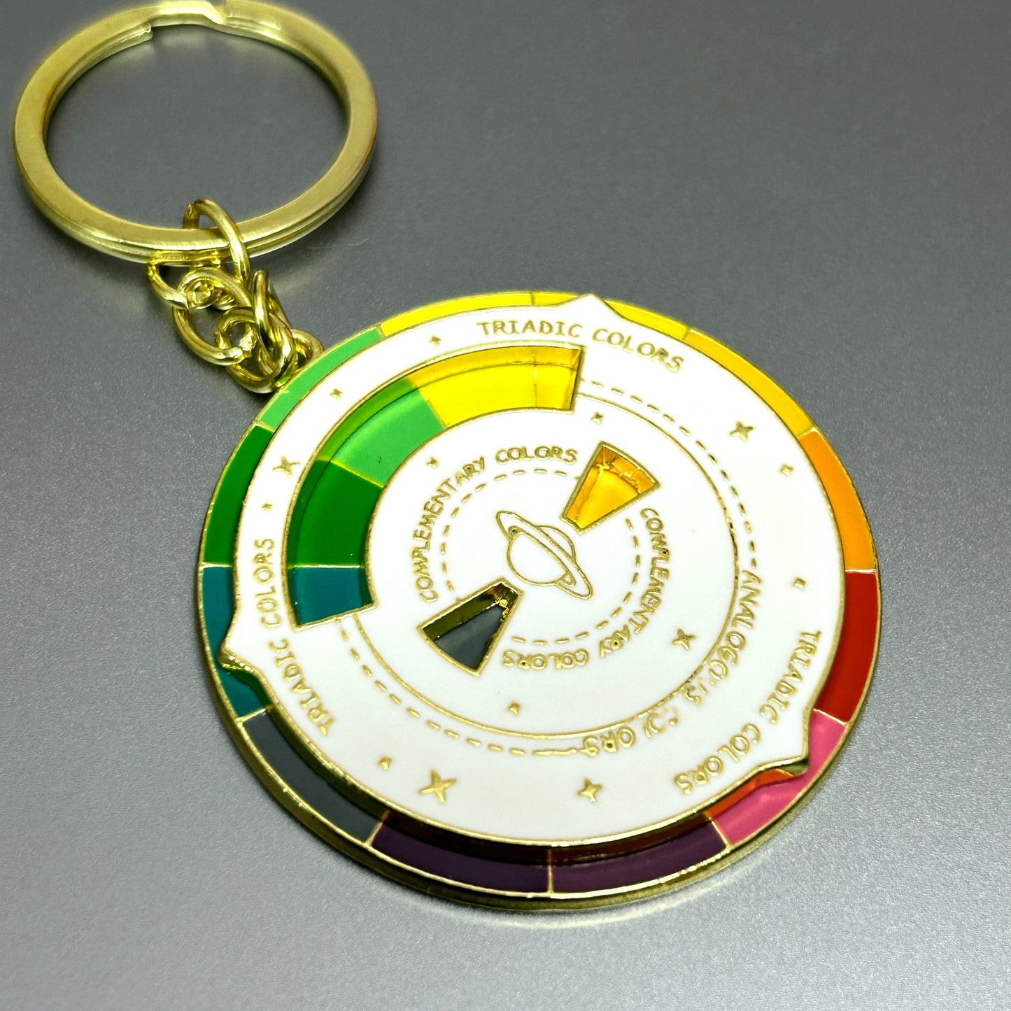 KEYCHAIN interactive color theory keychain with rotating color wheel